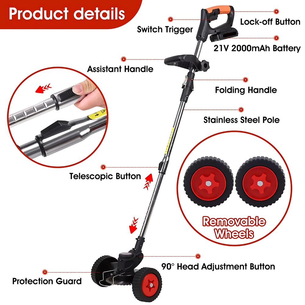 3-in-1 Cordless Electric Grass Lawn Mower