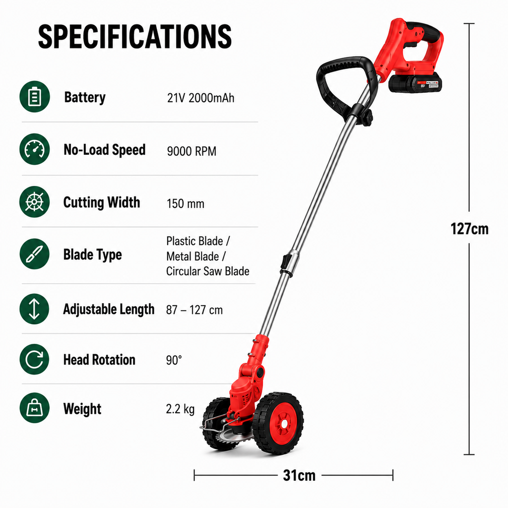 Effico 3-in-1 Cordless Lawn Trimmer