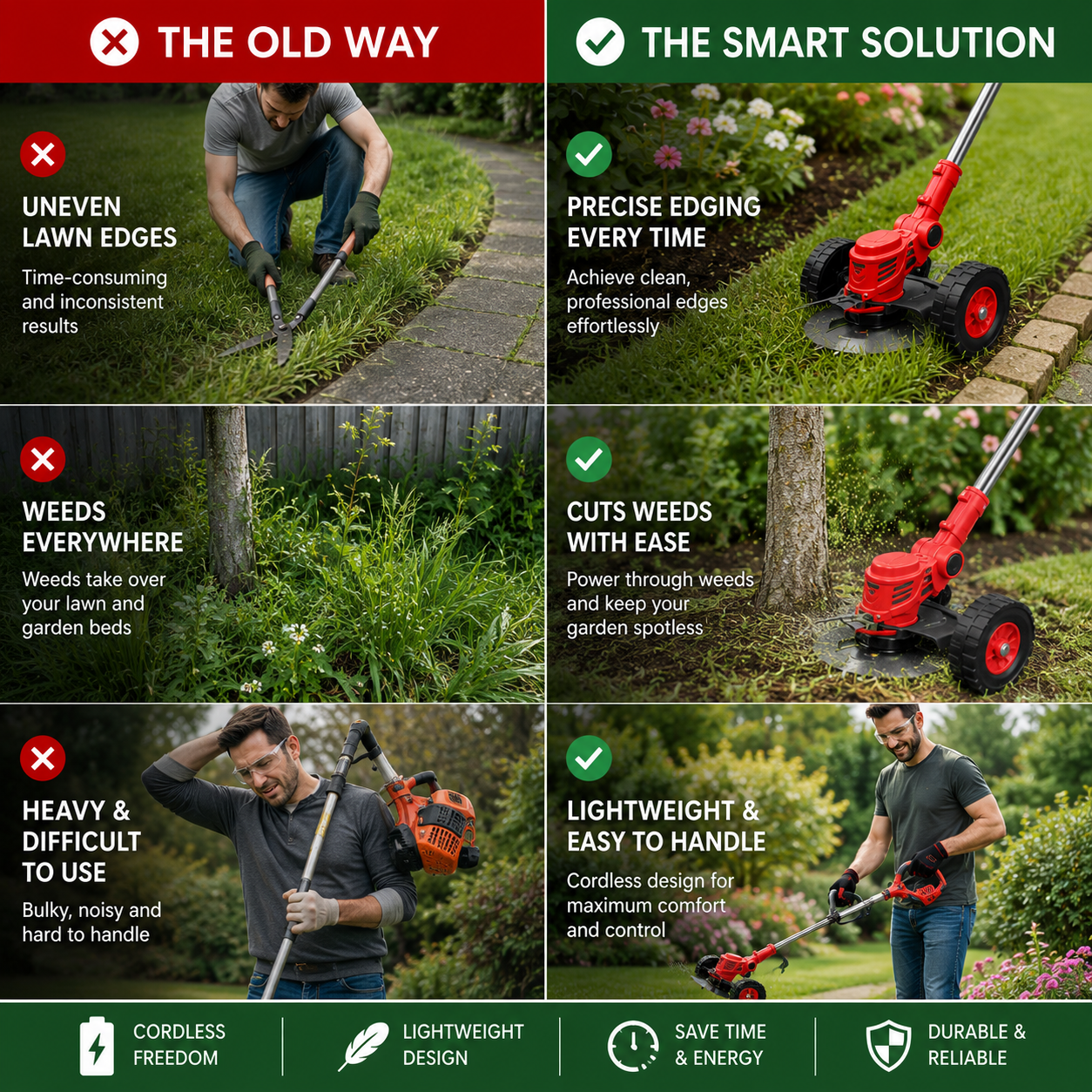 Effico 3-in-1 Cordless Lawn Trimmer